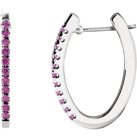 Pink Sapphire Hoop Earrings