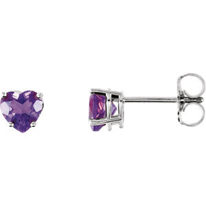 Peony Amethyst Heart Stud Earrings