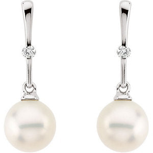 Orchid Pearl & Diamond Dangle Earrings