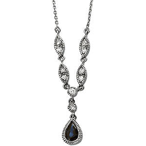 Iris Sapphire & Diamond Drop Style Necklace