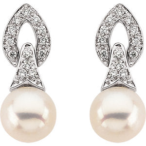 Iris Pearl & Diamond Dangle Earrings
