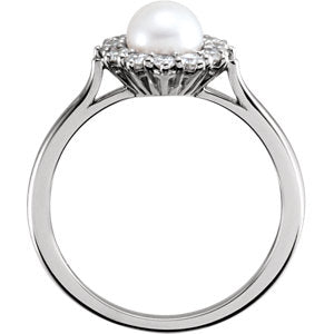 Orchid Pearl and Diamond Halo Style Ring