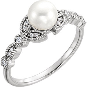Iris Pearl and Diamond Ring