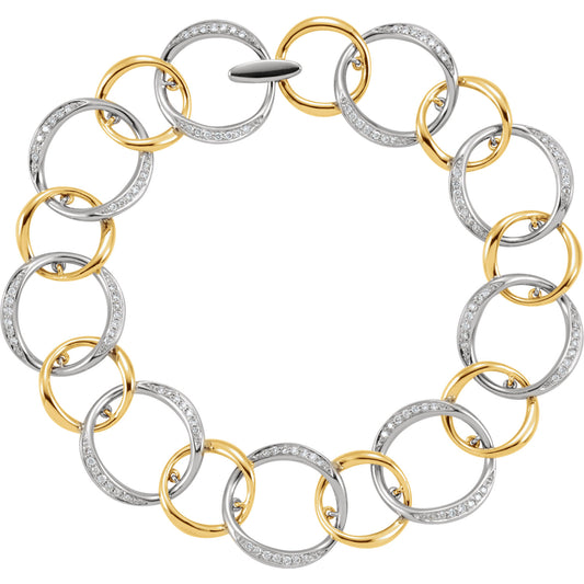 Diamond Two Tone Round Link Bracelet