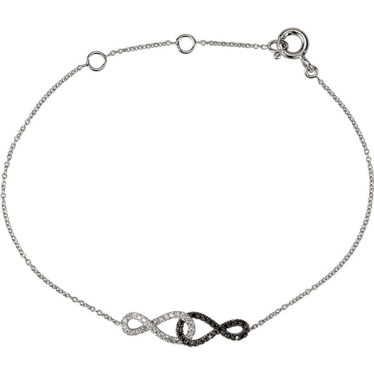 Rose Black & White Diamond Infinity Bracelet