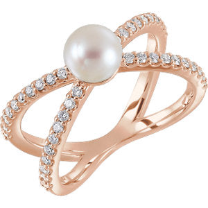Ivy Pearl and Diamond Ring