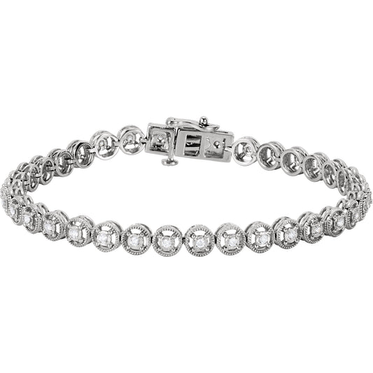 Iris Diamond Circle Link Line Bracelet