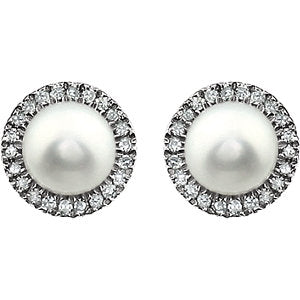 Hydrangea Pearl & Diamond Halo Style Earrings