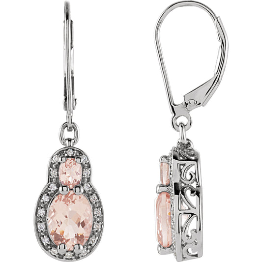 Plumeria Morganite & Diamond Dangle Earrings