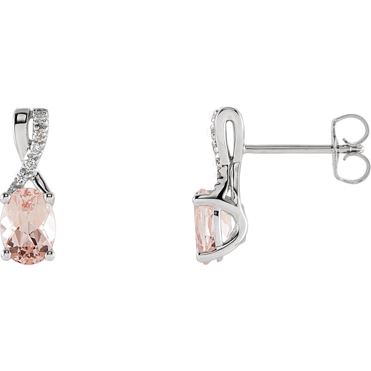 Passionflower Morganite & Diamond Stud Earrings