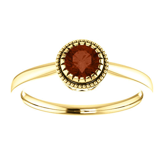 Jasmine Garnet Bezel Set Ring