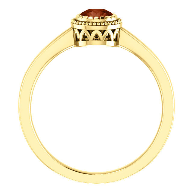 Jasmine Garnet Bezel Set Ring