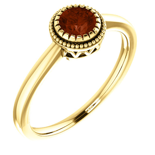 Jasmine Garnet Bezel Set Ring