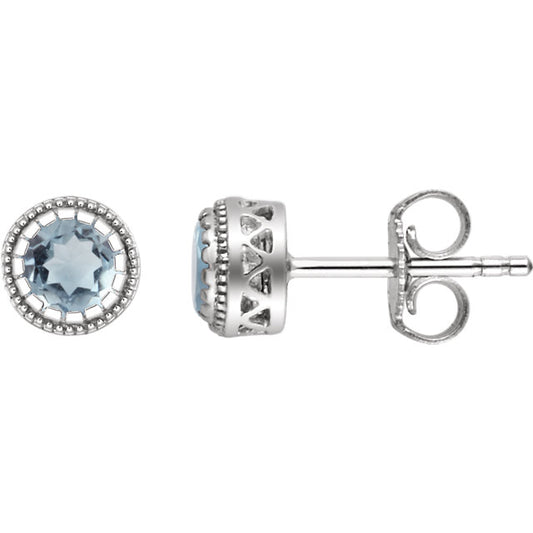 Jasmine Aquamarine Bezel Set Earrings