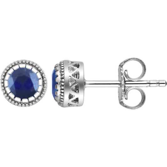 Jasmine Blue Sapphire Bezel Set Earrings