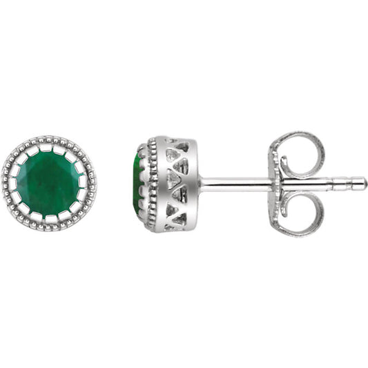 Jasmine Emerald Bezel Set Earrings