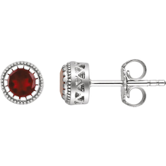 Jasmine Garnet Bezel Set Earrings