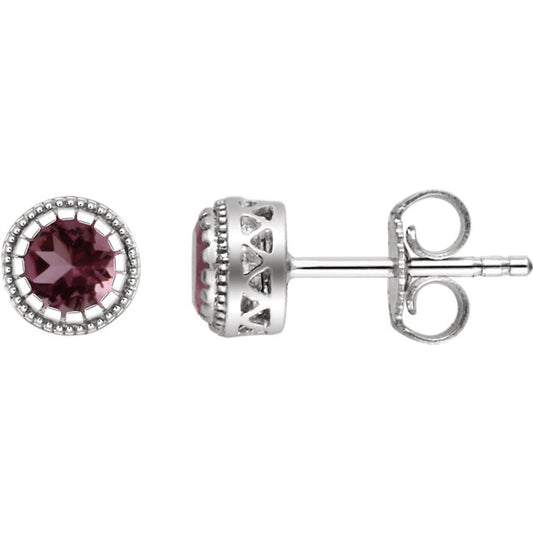 Jasmine Pink Tourmaline Bezel Set Earrings