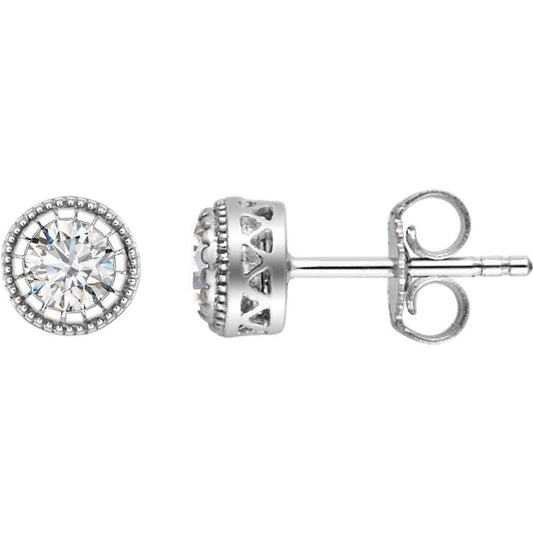 Jasmine White Sapphire Bezel Set Earrings