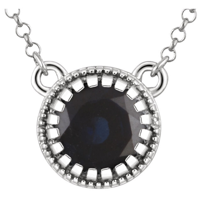 Jasmine Blue Sapphire Bezel Set Necklace