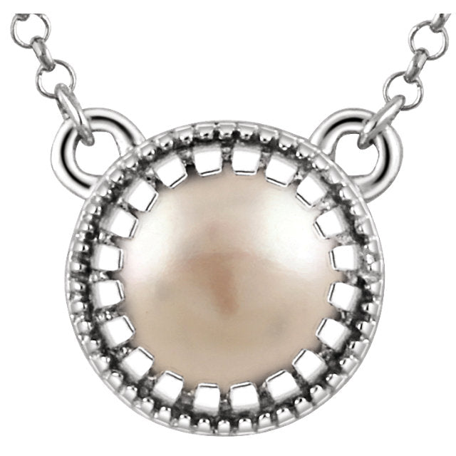 Jasmine Pearl Bezel Set Necklace