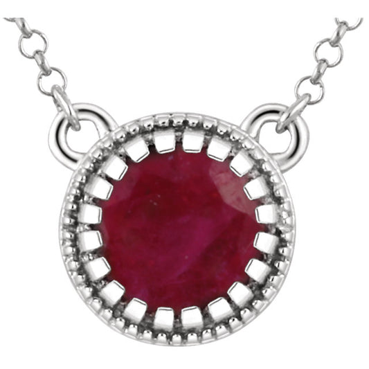 Jasmine Ruby Bezel Set Necklace