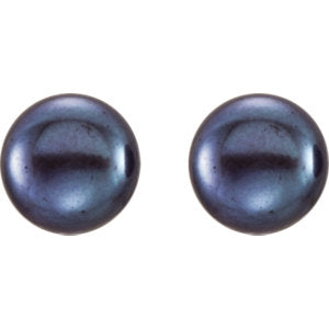 Black Freshwater Pearl Stud Earrings