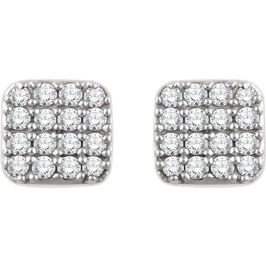 Diamond Square Stud Earrings