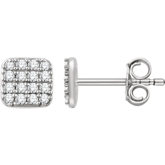 Diamond Square Stud Earrings