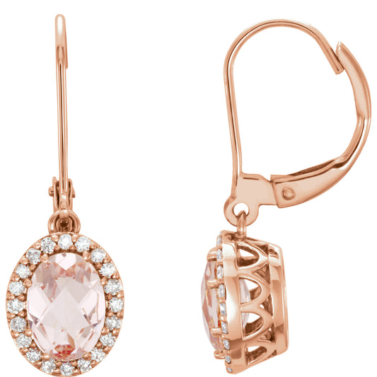 Plumeria Morganite & Diamond Dangle Earrings