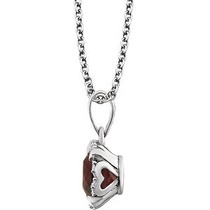 Peony Garnet & Diamond Halo Style Necklace