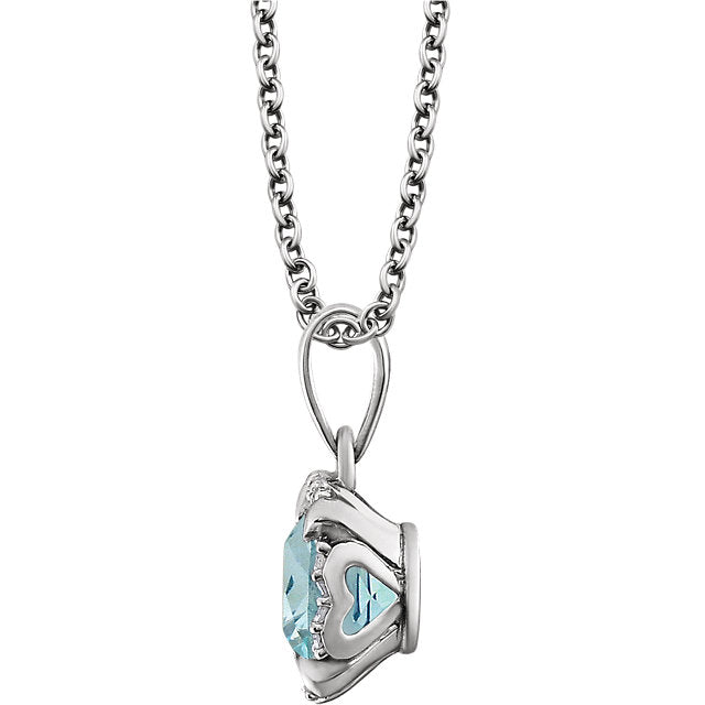 Peony Sky Blue Topaz & Diamond Halo Style Necklace