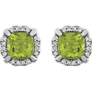 Peony Peridot & Diamond Halo Style Earrings