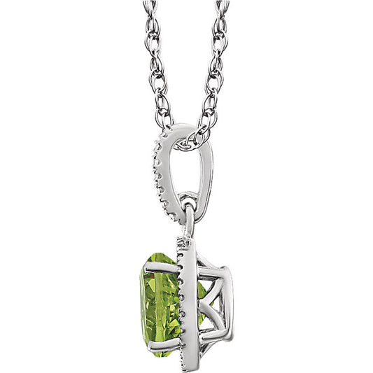 Hydrangea Peridot & Diamond Halo Style Necklace