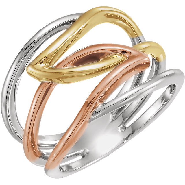 Tri-Tone Criss Cross Ring