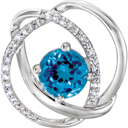 Aster Swiss Blue Topaz & Diamond Pendant