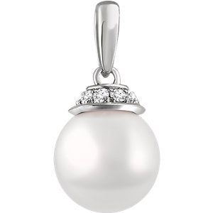 Myrtle Freshwater Pearl & Diamond Drop Pendant