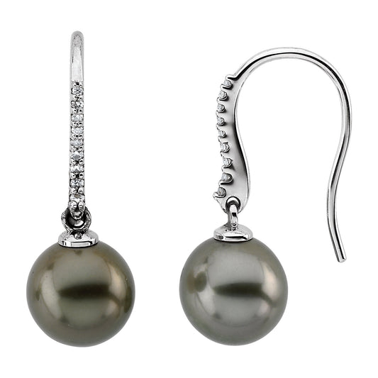 Orchid Tahitian Pearl & Diamond Dangle Earrings