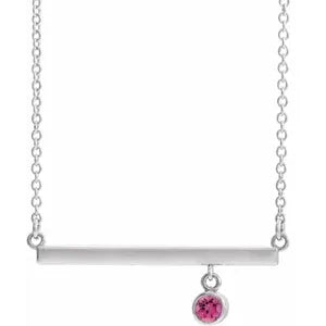 Poppy Pink Tourmaline Dangle Bar Necklace