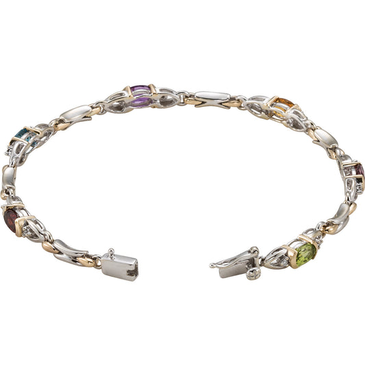 Wildflower Two Tone Multi-Gemstone Line Bracelet