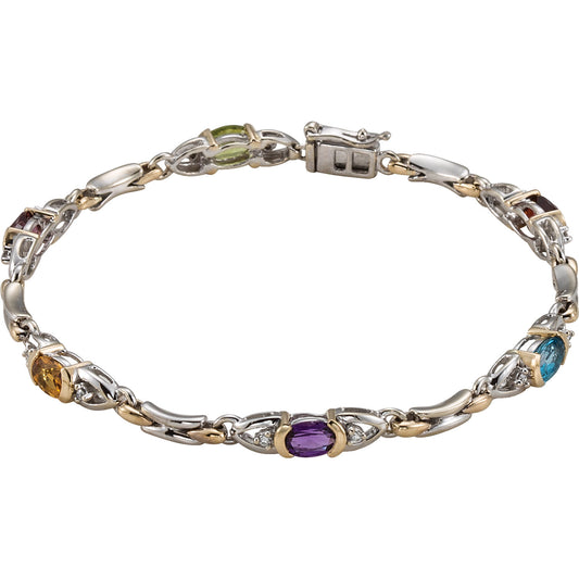 Wildflower Two Tone Multi-Gemstone Line Bracelet