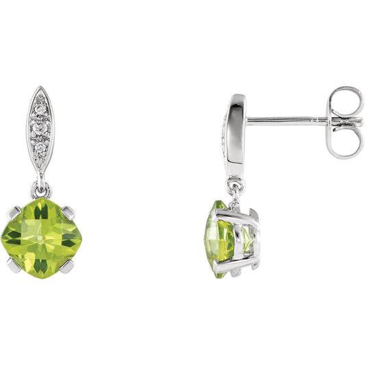 Iris Peridot & Diamond Accent Dangle Earrings