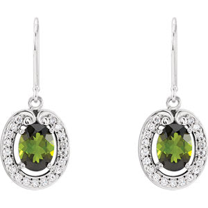 Iris Green Tourmaline & Diamond Dangle Earrings