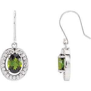 Iris Green Tourmaline & Diamond Dangle Earrings