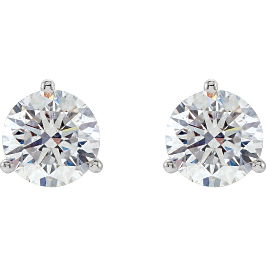 Orchid Diamond Three Prong Stud Earrings