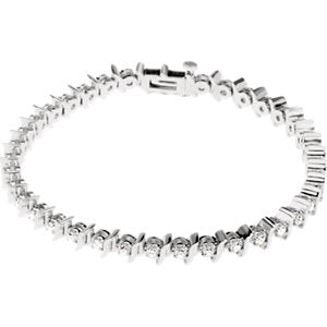 Diamond Curved Link Line Bracelet