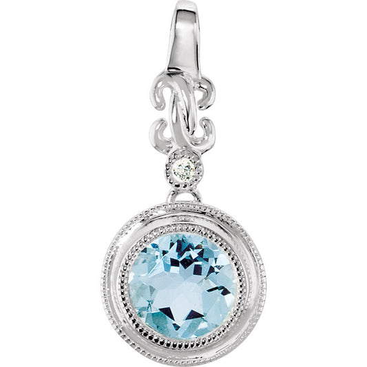 Iris Aquamarine & Diamond Pendant