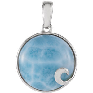 Hibiscus Larimar Wave Pendant