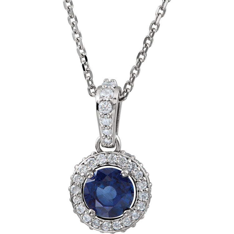 Orchid Sapphire & Diamond Halo Style Necklace