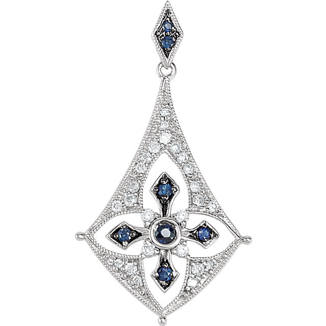 Iris Sapphire & Diamond Vintage Style Pendant